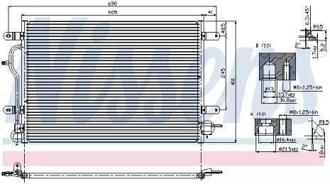 Радиатор, конденсор кондиционера AUDI A4, NISSENS (94583)