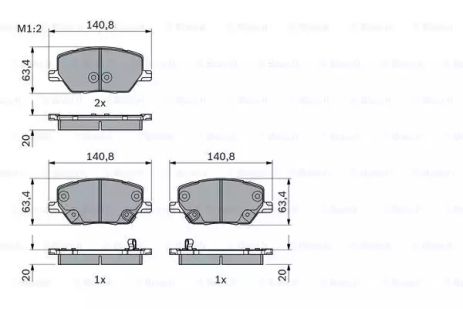 Комплект гальмівних колодок, дискове гальмо FIAT 500X, JEEP RENEGADE, BOSCH (0986494941)