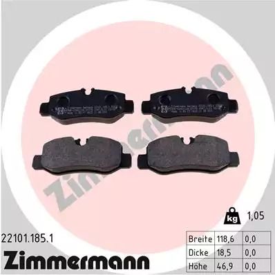 Комплект тормозных колодок, дисковый тормоз MERCEDES-BENZ VITO, ZIMMERMANN (221011851)