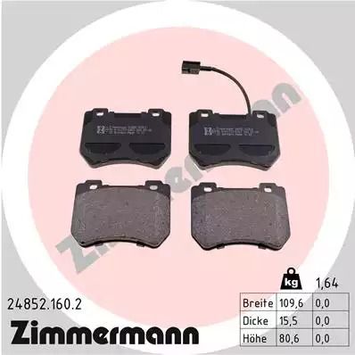 Комплект тормозных колодок, дисковый тормоз ALFA ROMEO, ZIMMERMANN (248521602)