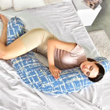 Подушка для беременных и кормления U-образной формы PAPAELLA 30х190 см с пуговицей акварель деним (8-31484*004)