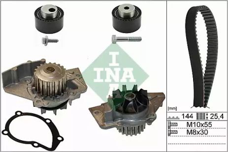 Помпа + комплект ременя ГРМ LANCIA PHEDRA, FIAT ULYSSE, INA (530023530)