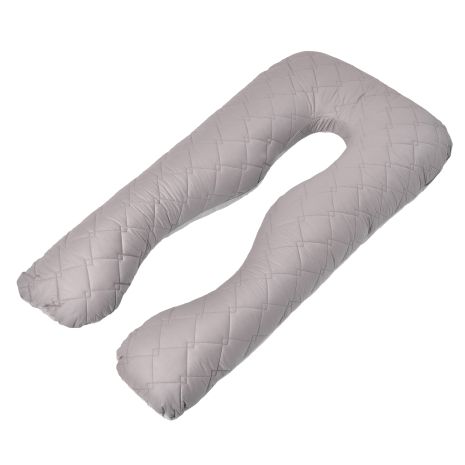 Подушка для сну та відпочинку, для вагітних П-форми IDEIA 140х75х20 см зі стьобаним чохлом на блискавці сірий/св. сірий (8-33724*002)