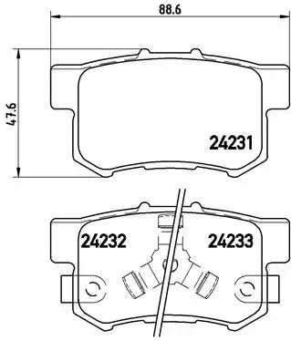 Комплект тормозных колодок, дисковый тормоз HONDA STEPWGN, BREMBO (P28051)