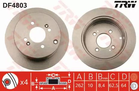 Диск гальмівний KIA RIO, HYUNDAI i20, TRW (DF4803)