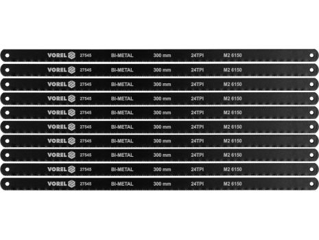 Полотно резал к ножовке по металлу BI-мет М2 CrV6150, 300х12,6х0,65 мм, 24 зуба/1" паков. 10шт Vorel 27545