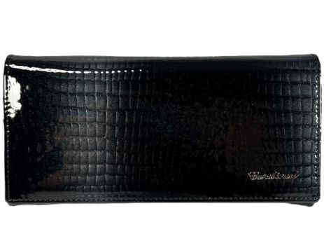 Жіночий гаманець Cardinal із лакованої шкіри C5247-7 чорний із сірим