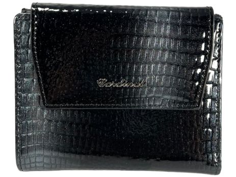 Жіночий гаманець Cardinal з лакованої шкіри C1912-2 чорний з сірим