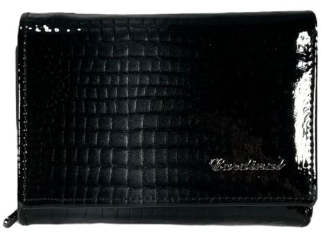 Женский бумажник Cardinal из лакированной кожи C052-4 черный с серым