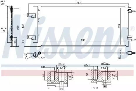 Радиатор, конденсор кондиционера VAUXHALL ASTRA, OPEL ASTRA, NISSENS (940734)