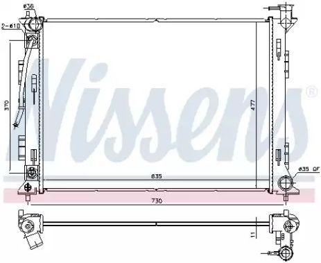 Радіатор охолодження двигуна HYUNDAI SONATA (2015) 2.0 CVVT, NISSENS (675049)