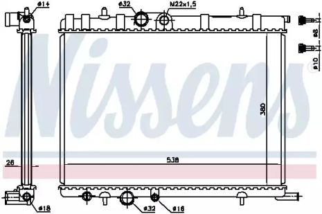 Радиатор охлаждения двигателя PEUGEOT PARTNER, CITROËN XSARA, NISSENS (63502A)