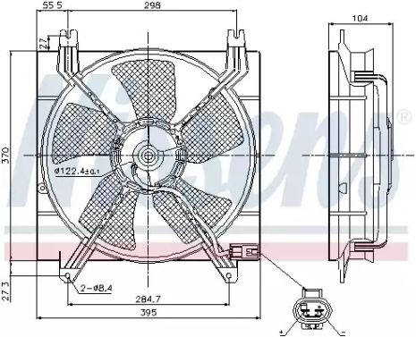 Вентилятор охолодження двигуна CHEVROLET LACETTI, DAEWOO NUBIRA, NISSENS (85353)