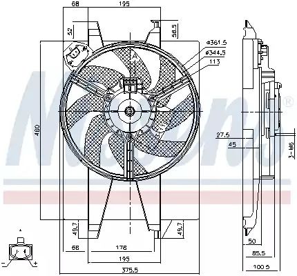 Вентилятор охлаждения двигателя FORD FOCUS, NISSENS (85767)