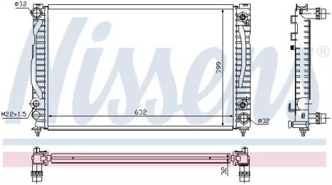 Радіатор охолодження двигуна VW PASSAT, AUDI A4, NISSENS (60498)