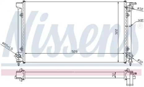 Радіатор охолодження двигуна SEAT TOLEDO, VW GOLF, NISSENS (651511)