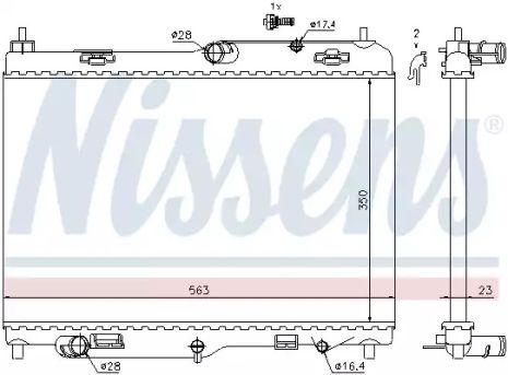 Радиатор охлаждения двигателя FORD FIESTA, NISSENS (69234)