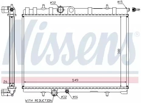 Радіатор охолодження двигуна PEUGEOT 206, CITROËN C4, NISSENS (63744A)