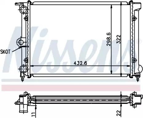 Радиатор охлаждения двигателя VW POLO, NISSENS (651631)