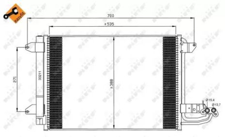 Радиатор, конденсор кондиционера SEAT ALTEA, AUDI A3, NRF (35520)