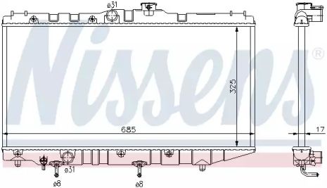 Радиатор охлаждения двигателя TOYOTA COROLLA, NISSENS (647191)