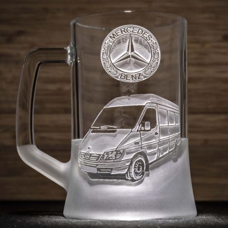 Пивний келих з гравіюванням автомобіля Mercedes Sprinter Мерседес Спрінтер – подарунок для автолюбителя