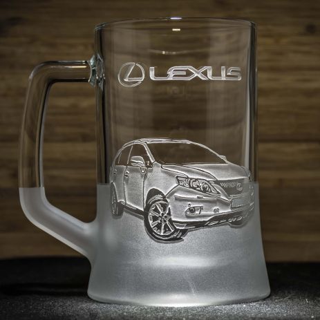 Пивний келих з гравіюванням автомобіля Lexus RX Лексус – подарунок для автолюбителя