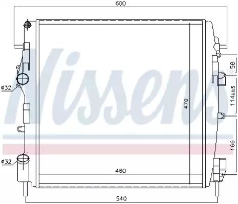 Радіатор охолодження двигуна NISSAN KUBISTAR, RENAULT KANGOO, NISSENS (63762)