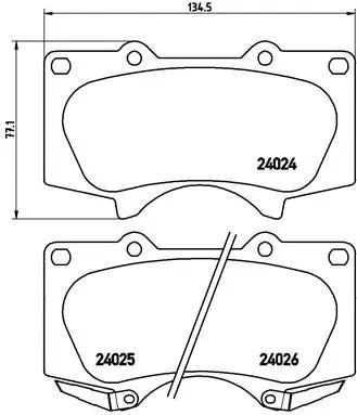 Комплект гальмівних колодок, дискове гальмо LEXUS GX, TOYOTA HILUX, BREMBO (P83066)