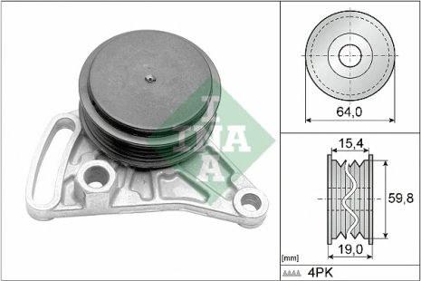 Натяжний ролик поліклінового ременя SKODA SUPERB, VW PASSAT, INA (531030910)