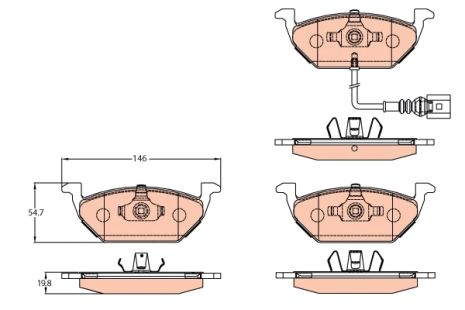 Комплект тормозных колодок, дисковый тормоз SEAT LEON, VW BEETLE, TRW (GDB2108)