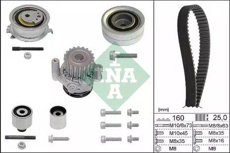 Помпа + комплект ременя ГРМ SKODA RAPID, SEAT ALHAMBRA, INA (530055032)