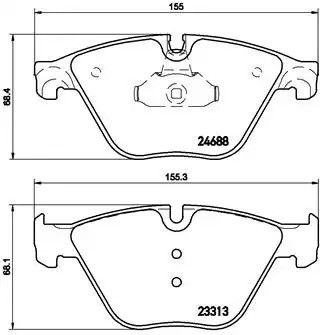 Комплект тормозных колодок, дисковый тормоз BMW 6, BREMBO (P06074)