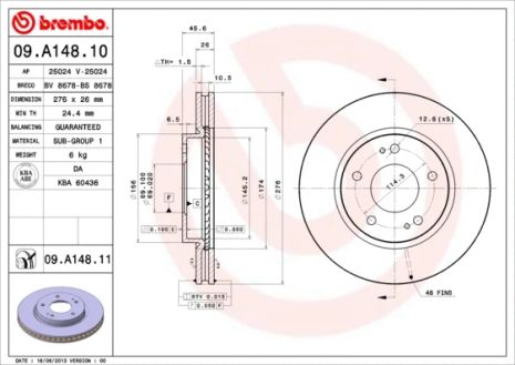 Диск гальмівний MITSUBISHI LANCER, BREMBO (09A14811)