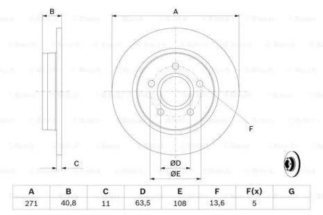 Диск гальмівний FORD AUSTRALIA, BOSCH (0986479763)