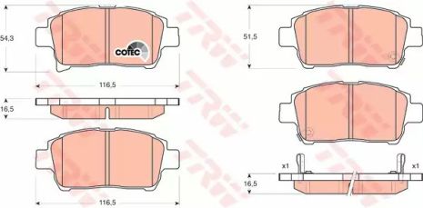 Комплект гальмівних колодок, дискове гальмо ASTON MARTIN, TOYOTA IQ, TRW (GDB3317)