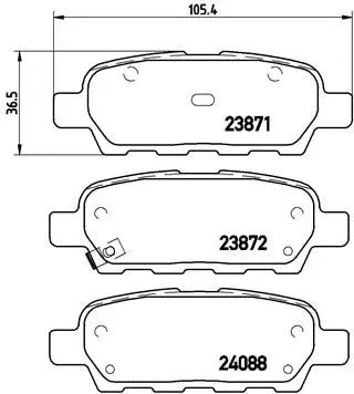 Комплект гальмівних колодок, дискове гальмо RENAULT KOLEOS, INFINITI G, BREMBO (P56046)