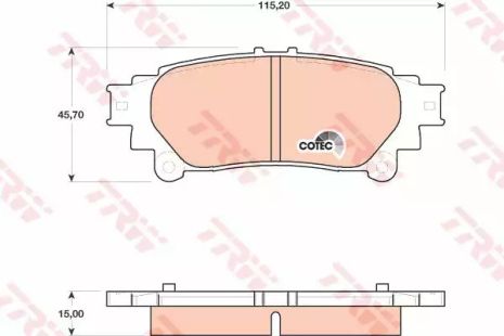 Комплект гальмівних колодок, дискове гальмо TOYOTA HIGHLANDER, LEXUS RC, TRW (GDB4174)