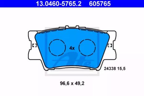 Комплект гальмівних колодок, дискове гальмо LEXUS ES, TOYOTA AURION, ATE (13046057652)