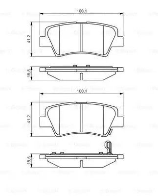 Комплект гальмівних колодок, дискове гальмо KIA OPTIMA, HYUNDAI i10, BOSCH (0986495351)