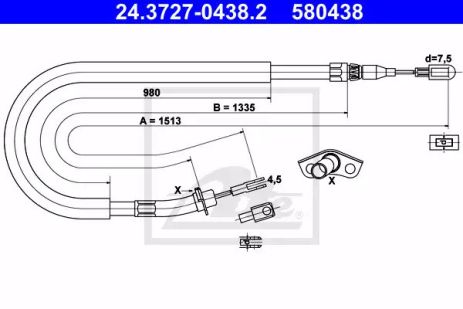 Трос ручного гальма VW LT, MERCEDES-BENZ SPRINTER, ATE (24372704382)