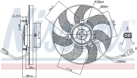 Вентилятор охлаждения двигателя SKODA SUPERB, SEAT ALTEA, NISSENS (85680)