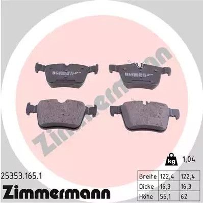 Комплект гальмівних колодок, дискове гальмо MERCEDES-BENZ C-CLASS, ZIMMERMANN (253531651)