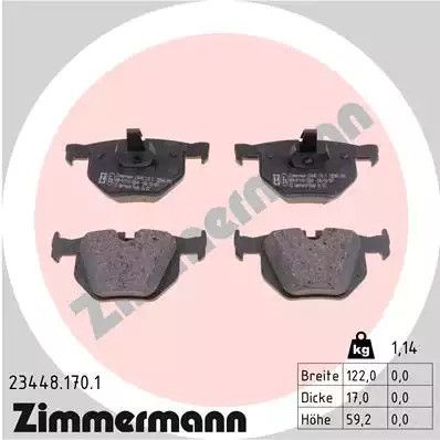 Комплект тормозных колодок, дисковый тормоз BMW X6, ZIMMERMANN (234481701)