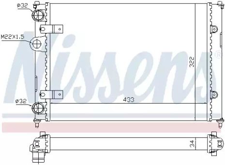 Радиатор охлаждения двигателя VW POLO, SEAT CORDOBA, NISSENS (639981)