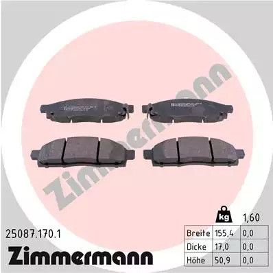 Комплект гальмівних колодок, дискове гальмо NISSAN NV200, ZIMMERMANN (250871701)