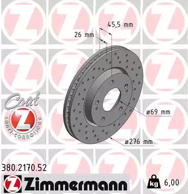 Диск тормозной MITSUBISHI LANCER, ZIMMERMANN (380217052)