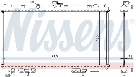 Радиатор охлаждения двигателя NISSAN PRIMERA, NISSENS (67344A)