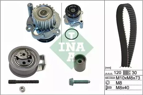 Помпа + комплект ременя ГРМ SKODA SUPERB, SEAT LEON, INA (530009131)