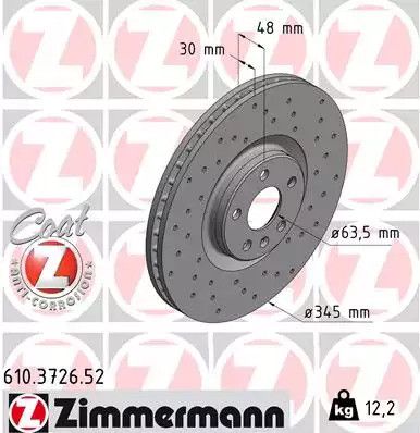 Диск тормозной VOLVO V60, ZIMMERMANN (610372652)